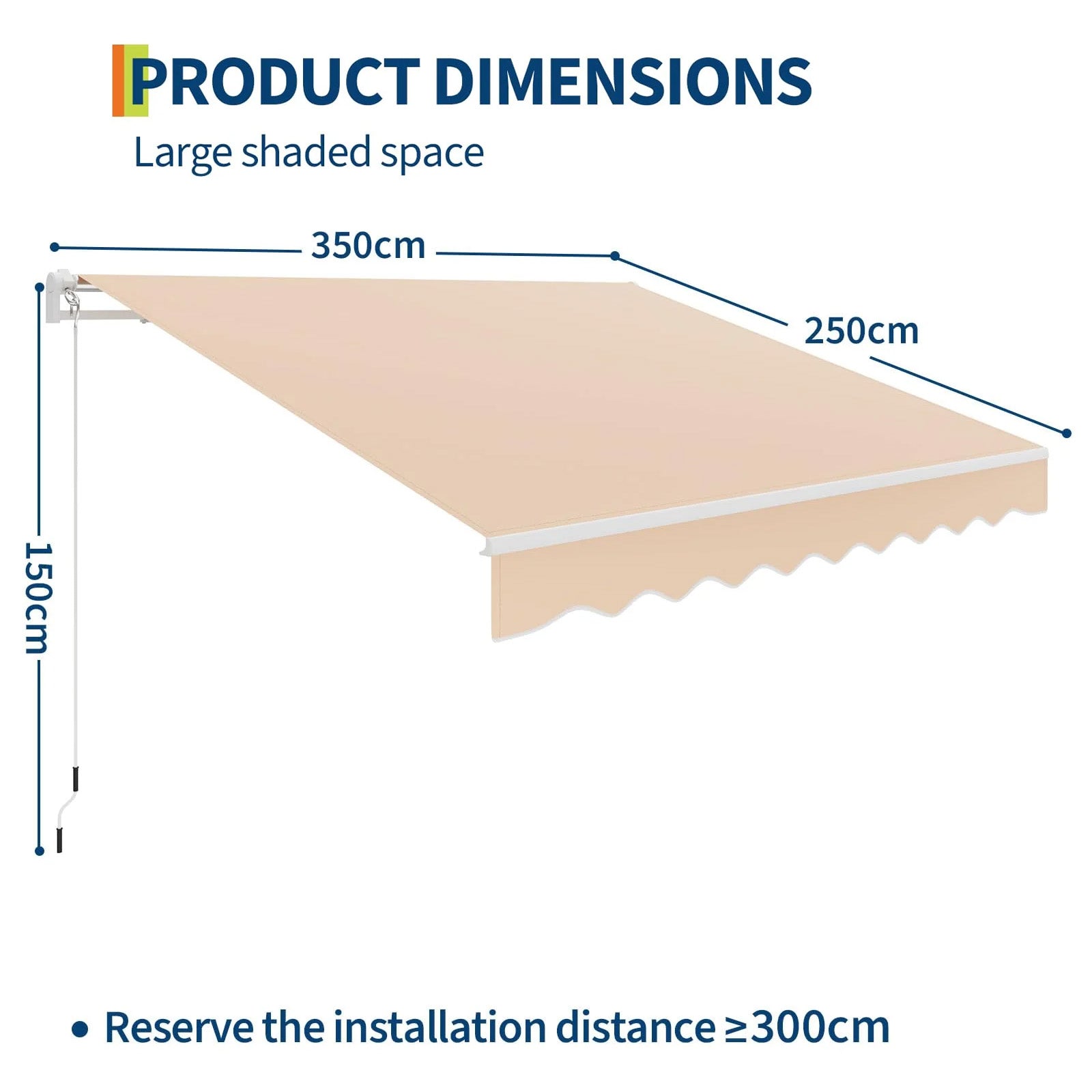 Garvee Markise 3.5 x 2.5 m, Aluminiumrahmen, Wasserdicht, UV-Schutz, Für Terrasse & Balkon, Beige