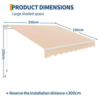 Garvee Markise 3.5 x 2.5 m, Aluminiumrahmen, Wasserdicht, UV-Schutz, Für Terrasse & Balkon, Beige