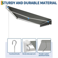 Garvee Markise 3.5 x 2.5 m, Aluminiumrahmen, Wasserdicht, UV-Schutz, Für Terrasse & Balkon, Grau