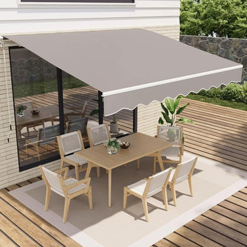 Garvee Markise 3.5 x 2.5 m, Aluminiumrahmen, Wasserdicht, UV-Schutz, Für Terrasse & Balkon, Grau