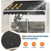 Garvee Markise 3.5 x 2.5 m, Aluminiumrahmen, Wasserdicht, UV-Schutz, Für Terrasse & Balkon, Schwarz