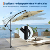 GARVEE Ampelschirm 300 cm, 360° drehbar, UV50+ Sonnenschirm mit Kurbel & Neigefunktion, Freiarmschirm für Garten, Terrasse & Balkon, Beige