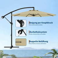 GARVEE Ampelschirm 300 cm, 360° drehbar, UV50+ Sonnenschirm mit Kurbel & Neigefunktion, Freiarmschirm für Garten, Terrasse & Balkon, Beige