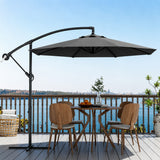 GARVEE Ampelschirm 300 cm, 360° drehbar, UV50+ Sonnenschirm mit Kurbel & Neigefunktion, Freiarmschirm für Garten, Terrasse & Balkon, Grau - Grau