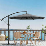 Garvee Exzentrischer Sonnenschirm 300 cm mit Kurbel und verstellbarer Neigung, 360° drehbarer Aluminium-Sonnenschirm für den Außenbereich UV50+ Grau - Grau