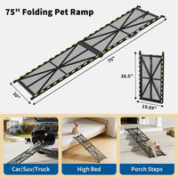 GARVEE Hunderampe Auto 190,5 × 50,8 cm, klappbar, bis 136 kg, rutschfeste Stahlrampe für große und ältere Hunde, SUV & Wohnmobil