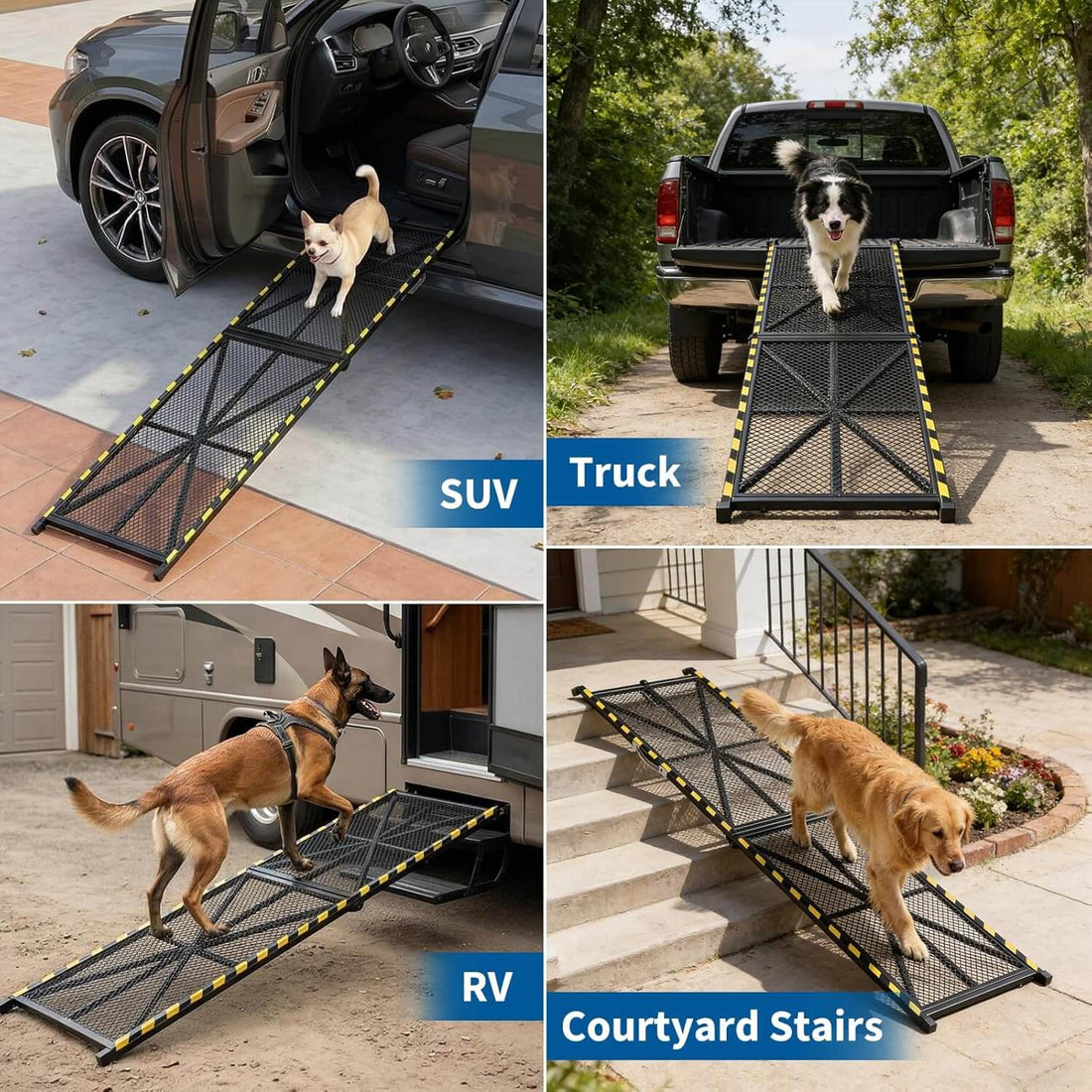 GARVEE Hunderampe Auto 190,5 × 50,8 cm, klappbar, bis 136 kg, rutschfeste Stahlrampe für große und ältere Hunde, SUV & Wohnmobil