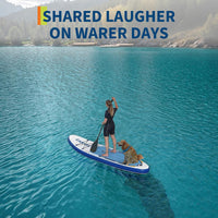 Garvee aufblasbares SUP Board 320 × 81 cm, Stand-Up-Paddle-Board mit rutschfestem EVA-Deck, Tragetasche, Pumpe und D-Ringen, bis 159 kg belastbar, für See & Strand