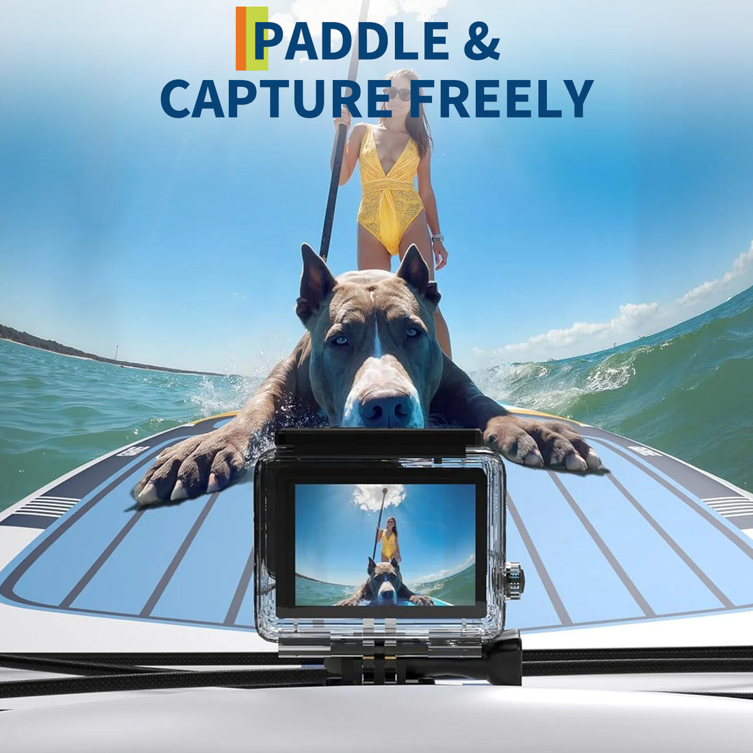 Garvee aufblasbares SUP Board 320 × 81 cm, Stand-Up-Paddle-Board mit rutschfestem EVA-Deck, Tragetasche, Pumpe und D-Ringen, bis 159 kg belastbar, für See & Strand
