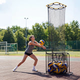 Garvee Volleyball-Zuspieltrainer, höhen- & winkelverstellbar, 5 Höhenstufen, stabiler Eisenrahmen, mobiler Volleyball-Trainer mit Rollen & Bremse für Halle und Outdoor