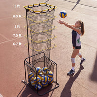 Garvee Volleyball-Zuspieltrainer, höhen- & winkelverstellbar, 5 Höhenstufen, stabiler Eisenrahmen, mobiler Volleyball-Trainer mit Rollen & Bremse für Halle und Outdoor