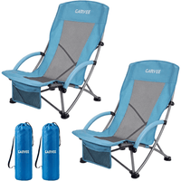 Garvee 2er-Set Strandstühle faltbar, verstellbare Campingstühle mit hoher Rückenlehne, Rucksackgurten, Getränkehalter und 150 kg Tragkraft, für Strand, Camping