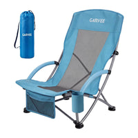 Garvee 1er-Set Strandstühle faltbar, verstellbare Campingstühle mit hoher Rückenlehne, Rucksackgurten, Getränkehalter und 150 kg Tragkraft, für Strand, Camping