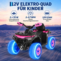 Garvee Kinder Elektro-Quad 12V, Elektrisches Kinderfahrzeug mit Fernbedienung, 2×35W Motoren, LED-Lichtern & Musik, für Kinder von 3–8 Jahren, Rosa