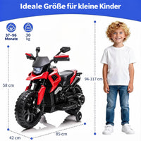 GARVEE Elektro-Kindermotorrad mit Stützrädern, 6V 4Ah Akku, LED-Scheinwerfer & Hupe, für Kinder von 3–8 Jahren, Rot