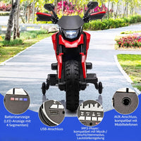 GARVEE Elektro-Kindermotorrad mit Stützrädern, 6V 4Ah Akku, LED-Scheinwerfer & Hupe, für Kinder von 3–8 Jahren, Rot