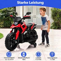 GARVEE Elektro-Kindermotorrad mit Stützrädern, 6V 4Ah Akku, LED-Scheinwerfer & Hupe, für Kinder von 3–8 Jahren, Rot