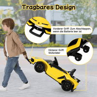 GARVEE Lamborghini Kinder Elektroauto Sportwagen 12V mit Doppelmotor, 2,4G-Fernbedienung, LED-Lichtern, MP3, Hydraulischen Türen & Sicherheitsgurt, Gelb