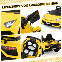 GARVEE Lamborghini Kinder Elektroauto Sportwagen 12V mit Doppelmotor, 2,4G-Fernbedienung, LED-Lichtern, MP3, Hydraulischen Türen & Sicherheitsgurt, Gelb