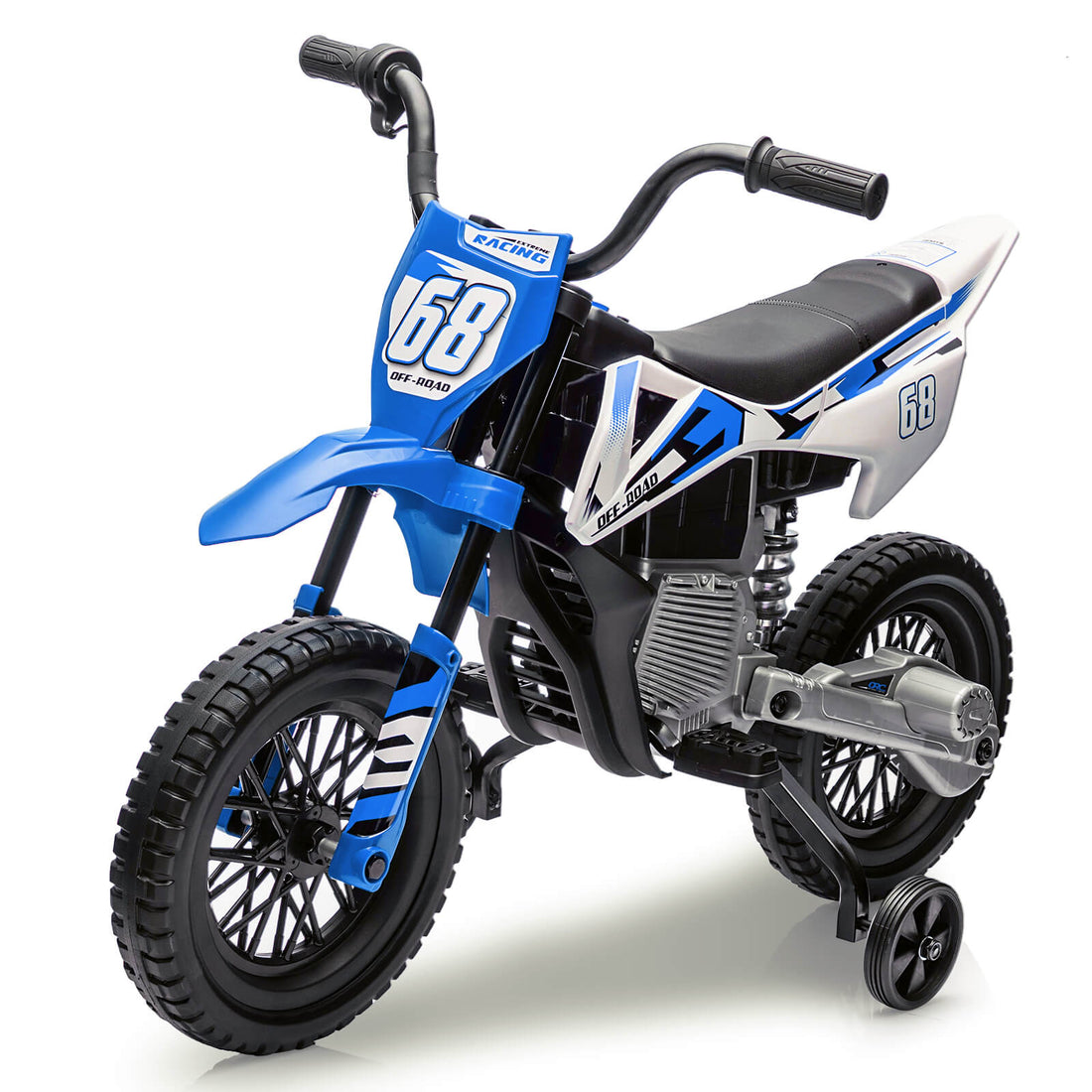 Garvee Kinder Elektromotorrad 12 V mit 2 × 390 Motoren, Stützrädern, Sanftanlauf, Musik, 3–5 km/h, für Kinder 3–6 Jahre