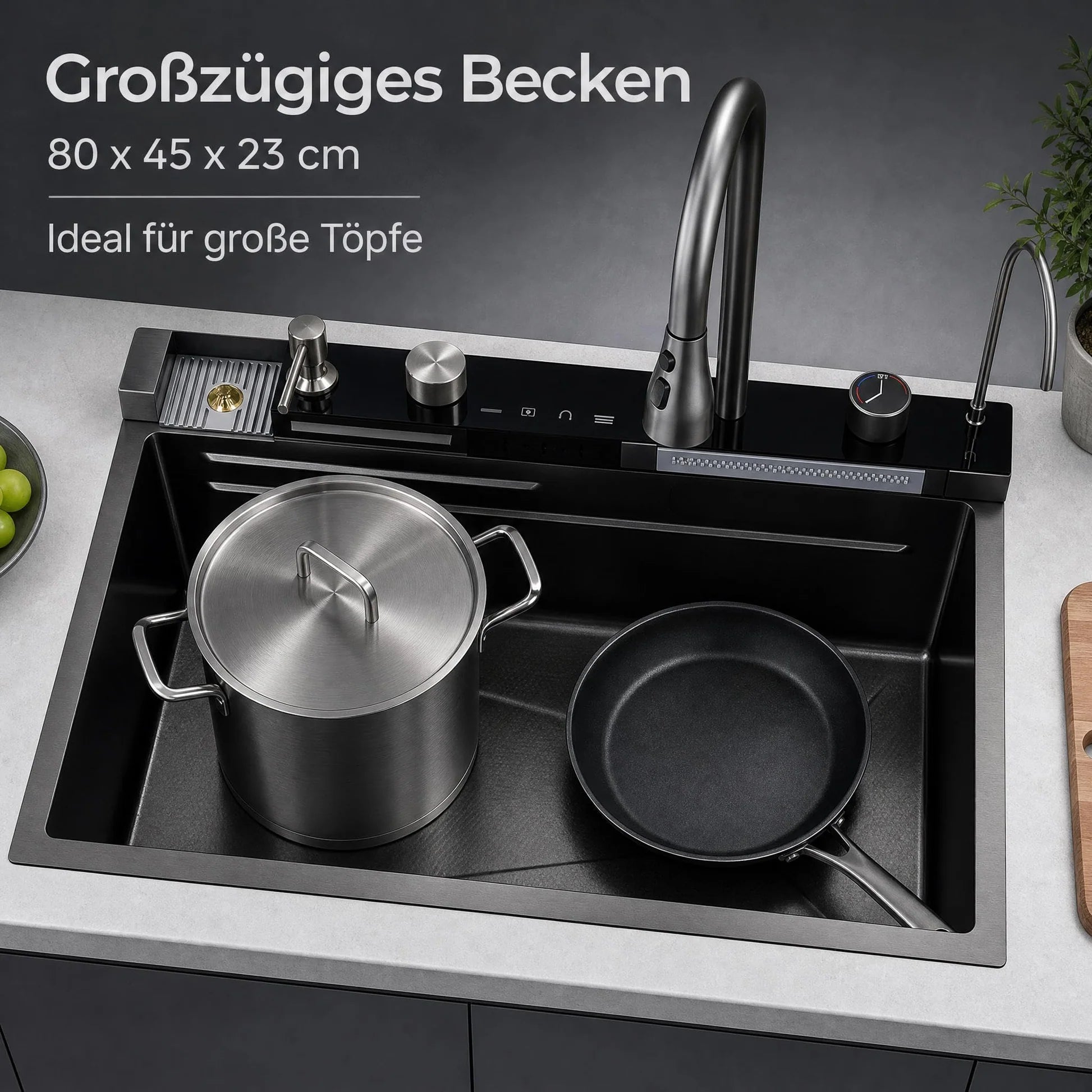 Garvee Edelstahl-Einbauspüle 80 x 45 cm, 1 Becken 23 cm tief, Zubehörset, für Küche & Bar