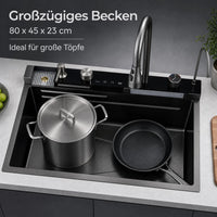 Garvee Edelstahl-Einbauspüle 80 x 45 cm, 1 Becken 23 cm tief, Zubehörset, für Küche & Bar