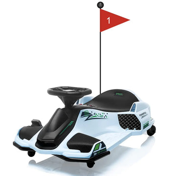 Garvee Weiß 24V Elektro-Gokart für Kinder mit LED Licht 180W Motor bis 7.5 mph Für Kinder 6-12 Jahre Outdoor Rennspaß
