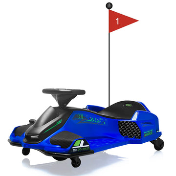Garvee Blau 24V Elektro-Gokart für Kinder mit LED Licht 180W Motor bis 7.5 mph Für Kinder 6-12 Jahre Outdoor Rennspaß