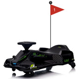 Garvee Schwarz 24V Elektro-Gokart für Kinder mit LED Licht 180W Motor bis 7.5 mph Für Kinder 6-12 Jahre Outdoor Rennspaß - Schwarz