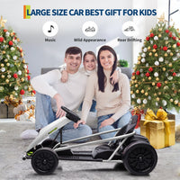 Garvee 24V Elektro-Gokart für Kinder, 2×300W Motoren, Kinder Elektro Drift Kart 8–12, 110×77×54 cm Weiß