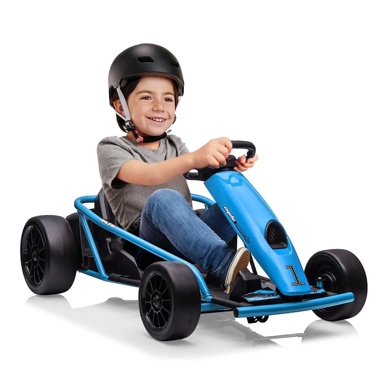 Garvee 24V Elektro-Gokart für Kinder, 2×300W Motoren, Kinder Elektro Drift Kart 8–12, 110×77×54 cm Blau