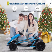 Garvee 24V Elektro-Gokart für Kinder, 2×300W Motoren, Kinder Elektro Drift Kart 8–12, 110×77×54 cm Blau