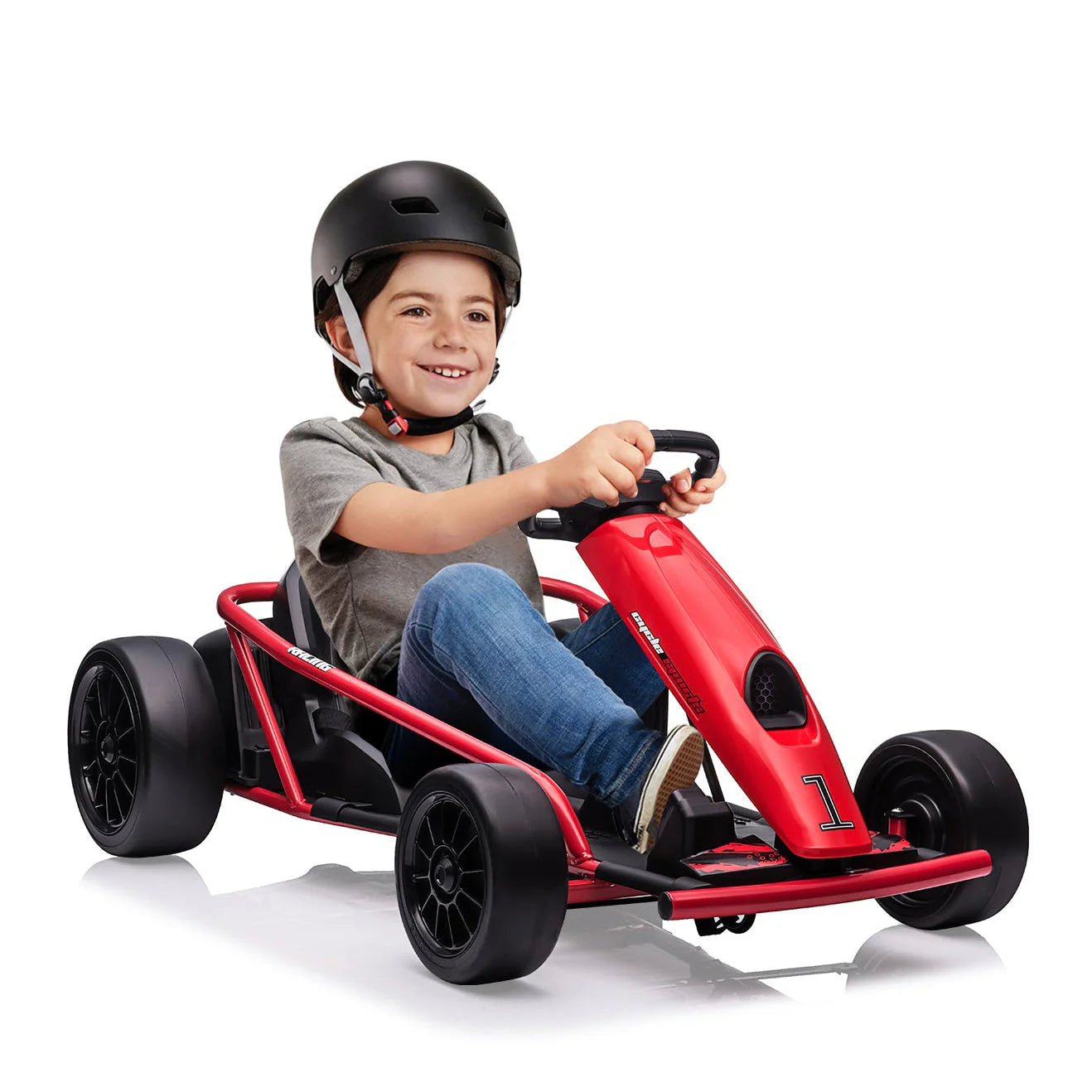 Garvee 24V Elektro-Gokart für Kinder, 2×300W Motoren, Kinder Elektro Drift Kart 8–12, 110×77×54 cm Rot