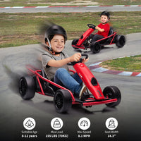 Garvee 24V Elektro-Gokart für Kinder, 2×300W Motoren, Kinder Elektro Drift Kart 8–12, 110×77×54 cm Rot