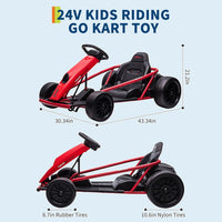 Garvee 24V Elektro-Gokart für Kinder, 2×300W Motoren, Kinder Elektro Drift Kart 8–12, 110×77×54 cm Rot