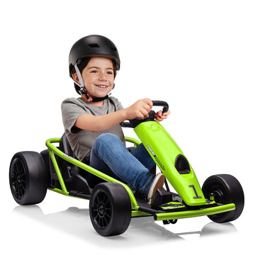 Garvee 24V Elektro-Gokart für Kinder, 2×300W Motoren, Kinder Elektro Drift Kart 8–12, 110×77×54 cm Grün