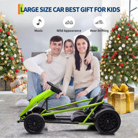 Garvee 24V Elektro-Gokart für Kinder, 2×300W Motoren, Kinder Elektro Drift Kart 8–12, 110×77×54 cm Grün