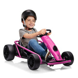 Garvee 24V Elektro-Gokart für Kinder, 2×300W Motoren, Kinder Elektro Drift Kart 8–12, 110×77×54 cm Rosenrot - Rosenrot