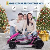 Garvee 24V Elektro-Gokart für Kinder, 2×300W Motoren, Kinder Elektro Drift Kart 8–12, 110×77×54 cm Rosenrot