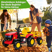 Garvee Kinder-Elektrotraktor 12 V mit abnehmbarem Anhänger, 2 × 35 W Motoren, Selbstfahrmodus und Eltern-Fernbedienung, LED-Licht und Musik, ab 3 Jahren