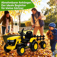 Garvee Kinder-Elektrotraktor 12 V mit abnehmbarem Anhänger, 2 × 35 W Motoren, Selbstfahrmodus und Eltern-Fernbedienung, LED-Licht und Musik, ab 3 Jahren