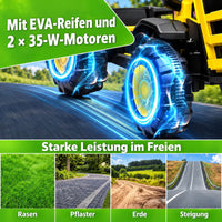 Garvee Kinder-Elektrotraktor 12 V mit abnehmbarem Anhänger, 2 × 35 W Motoren, Selbstfahrmodus und Eltern-Fernbedienung, LED-Licht und Musik, ab 3 Jahren