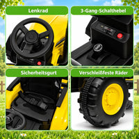 Garvee Kinder-Elektrotraktor 12 V mit abnehmbarem Anhänger, 2 × 35 W Motoren, Selbstfahrmodus und Eltern-Fernbedienung, LED-Licht und Musik, ab 3 Jahren