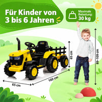 Garvee Kinder-Elektrotraktor 12 V mit abnehmbarem Anhänger, 2 × 35 W Motoren, Selbstfahrmodus und Eltern-Fernbedienung, LED-Licht und Musik, ab 3 Jahren