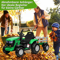Garvee Kinder-Elektrotraktor 12 V mit abnehmbarem Anhänger, 2 × 35 W Motoren, Selbstfahrmodus und Eltern-Fernbedienung, LED-Licht und Musik, ab 3 Jahren