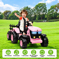 Garvee Kinder-Elektrotraktor 12 V mit abnehmbarem Anhänger, 2 × 35 W Motoren, Selbstfahrmodus und Eltern-Fernbedienung, LED-Licht und Musik, ab 3 Jahren