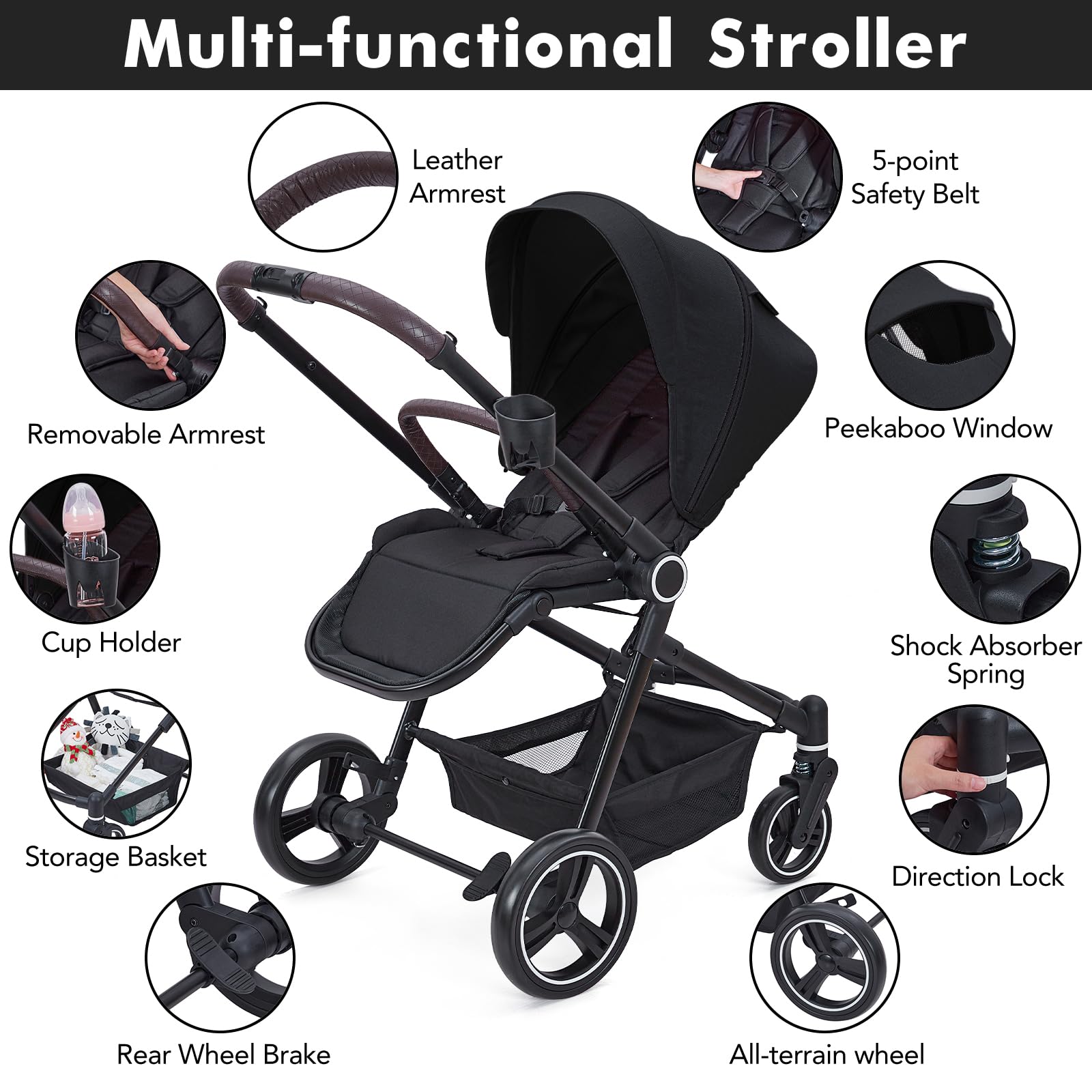 GARVEE faltbarer Kinderwagen mit 5-Punkt-Sicherheitsgurt-PTO_0ZHH2XPZ