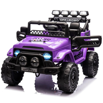 Garvee Kinder Elektroauto Geländewagen 12V, Violett mit Fernbedienung, 2-Sitzer, 5 km/h, Musik & LED-Lichter, 3-8 Jahre