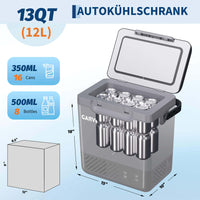 GARVEE 12 L Kompressor-Kühlbox fürs Auto, −20 bis 20 °C, App-Steuerung, 12/24 V, Dunkelgrau