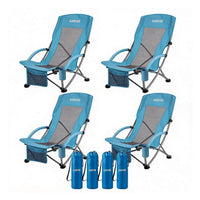 Garvee 4er-Set Strandstühle faltbar, verstellbare Campingstühle mit hoher Rückenlehne, Rucksackgurten, Getränkehalter und 150 kg Tragkraft, für Strand, Camping